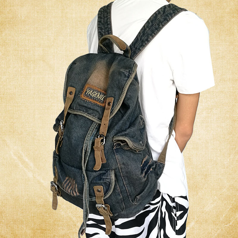 Retro Canvas Leather Double Sh - Canvas Backpack Casual ulasan dan harga