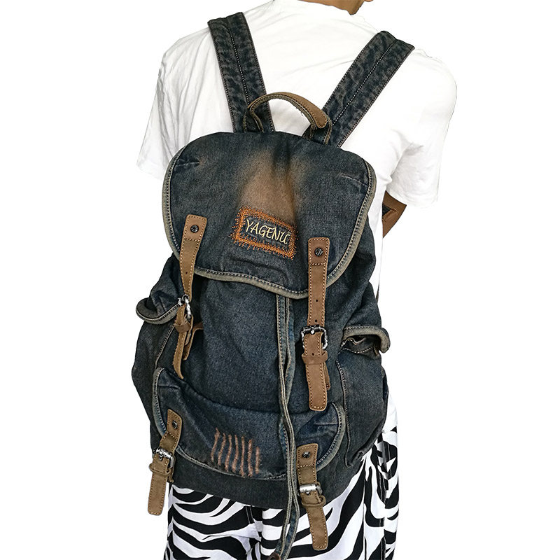 Retro Canvas Leather Double Sh - Canvas Backpack Casual ulasan dan harga