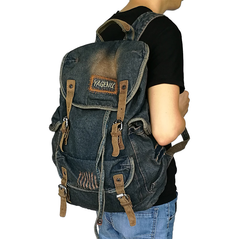 Retro Canvas Leather Double Sh - Canvas Backpack Casual ulasan dan harga