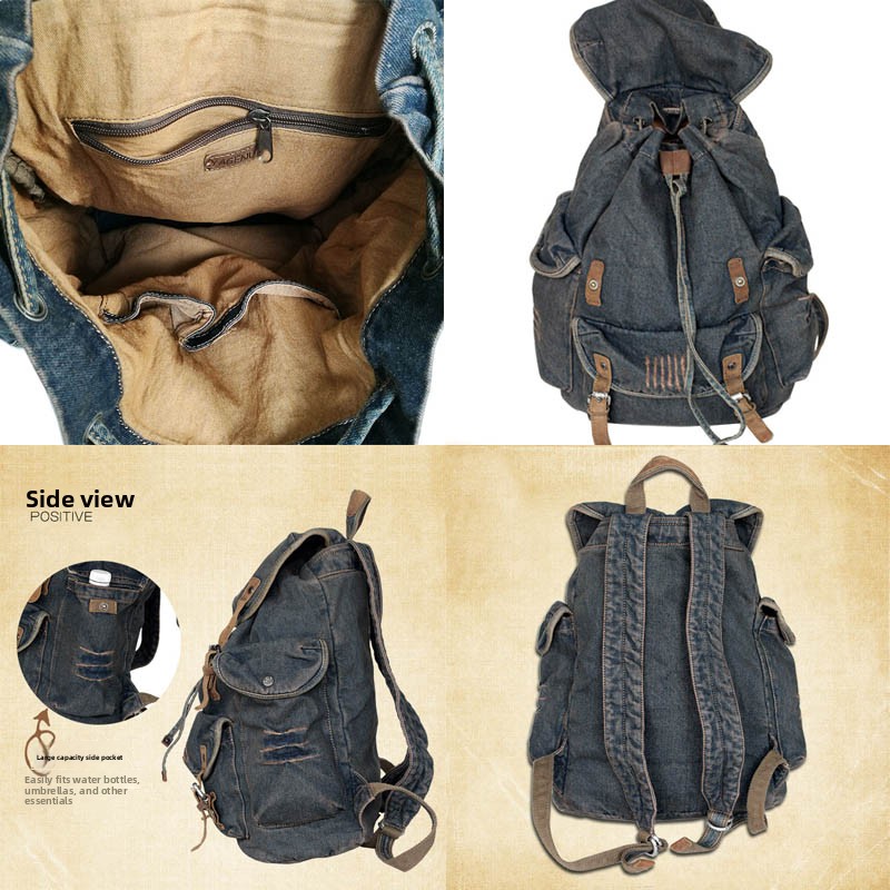 Retro Canvas Leather Double Sh - Canvas Backpack Casual ulasan dan harga