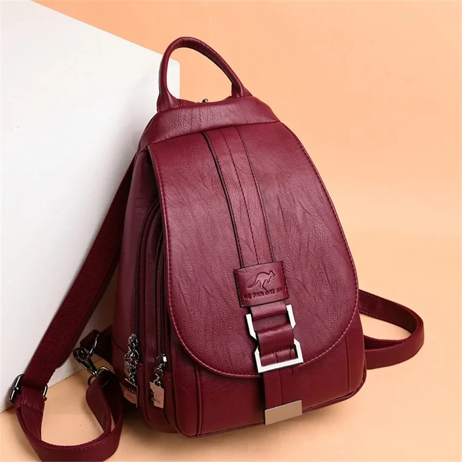 Multifunctional Women Leather  - Leather Backpack Vintage ulasan dan harga