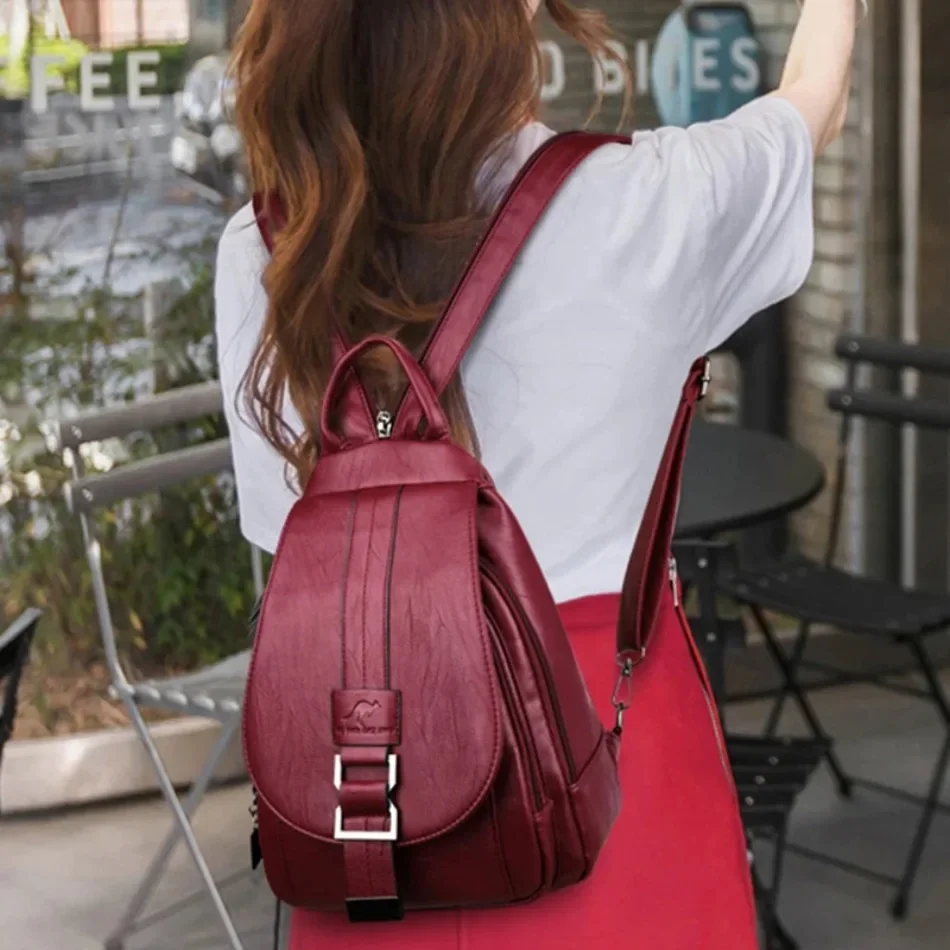 Multifunctional Women Leather  - Leather Backpack Vintage ulasan dan harga
