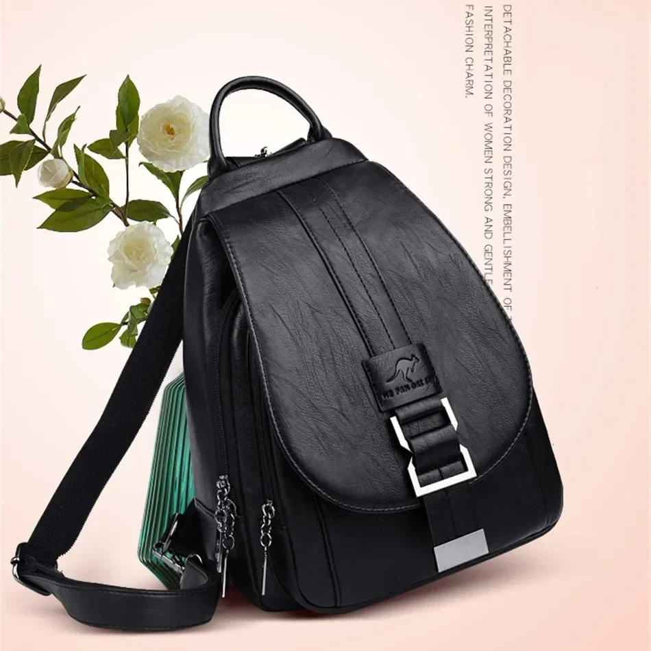 Multifunctional Women Leather  - Leather Backpack Vintage ulasan dan harga