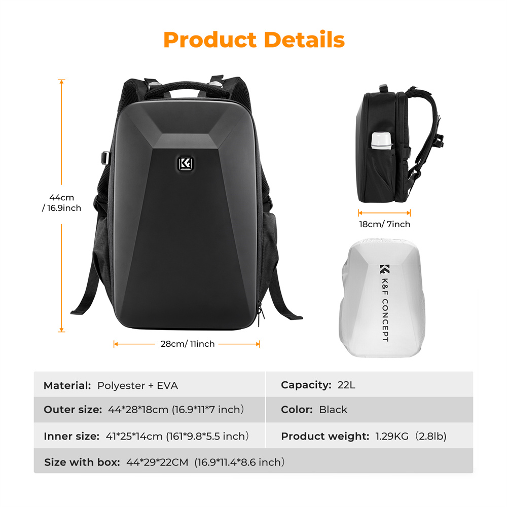 K&F CONCEPT Large Capacity Cam - Rain Cover Backpack ulasan dan harga
