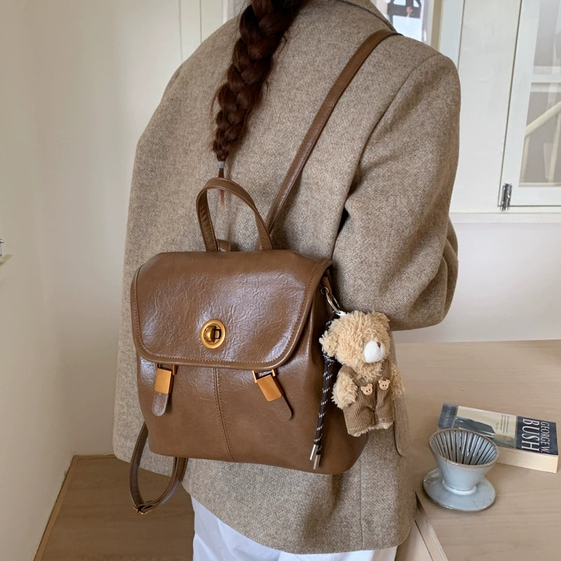 2026 Women's Vintage Brown Fau - Leather Backpack Vintage ulasan dan harga