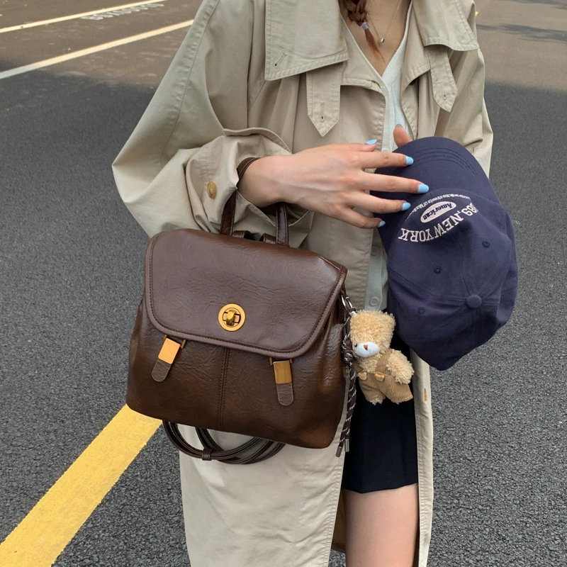 2026 Women's Vintage Brown Fau - Leather Backpack Vintage ulasan dan harga